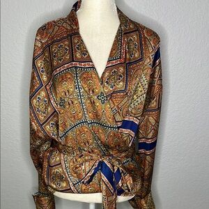 Women’s Paisley Bohemian Wrap Blouse 3XL